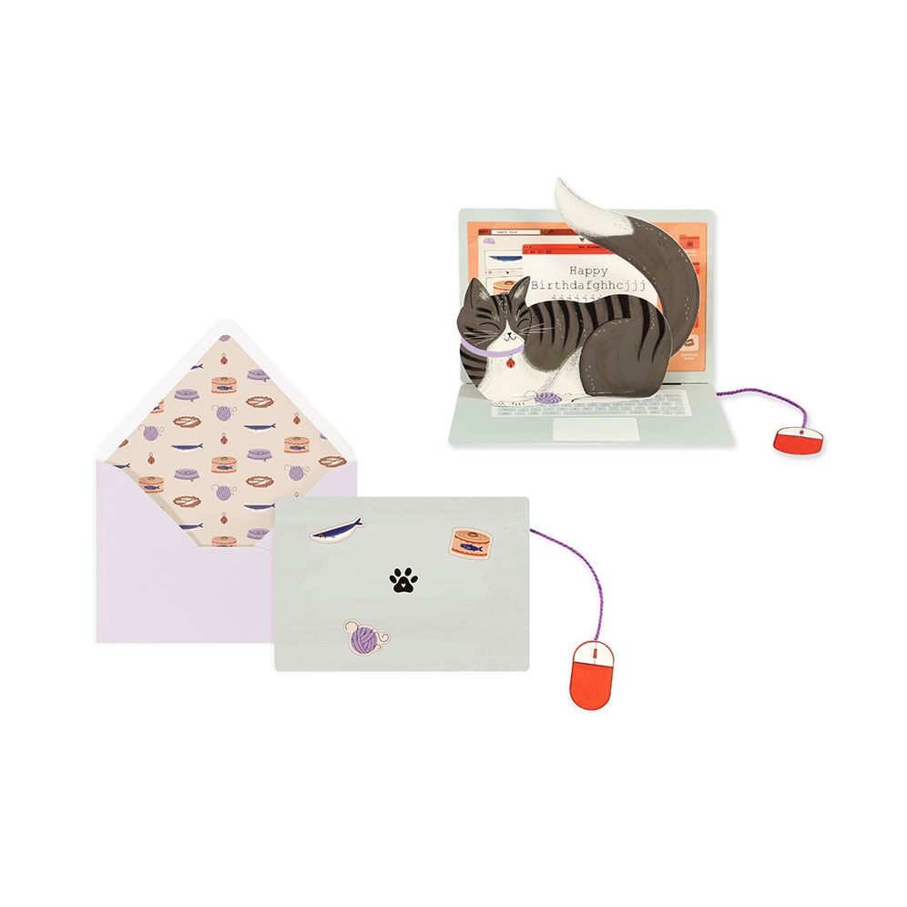 Laptop Cat Birthday Card