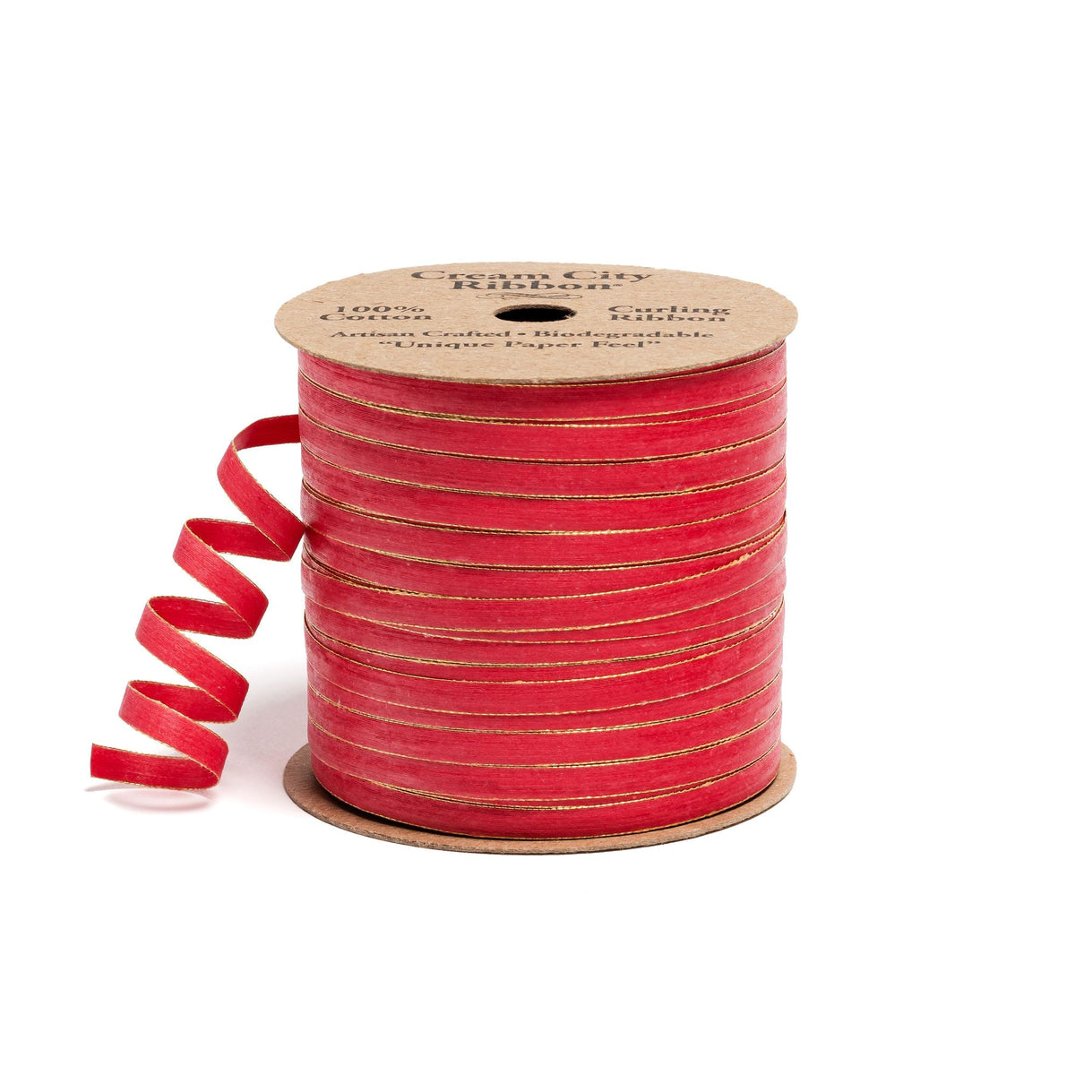 Skinny Red & Gold Cotton Ribbon