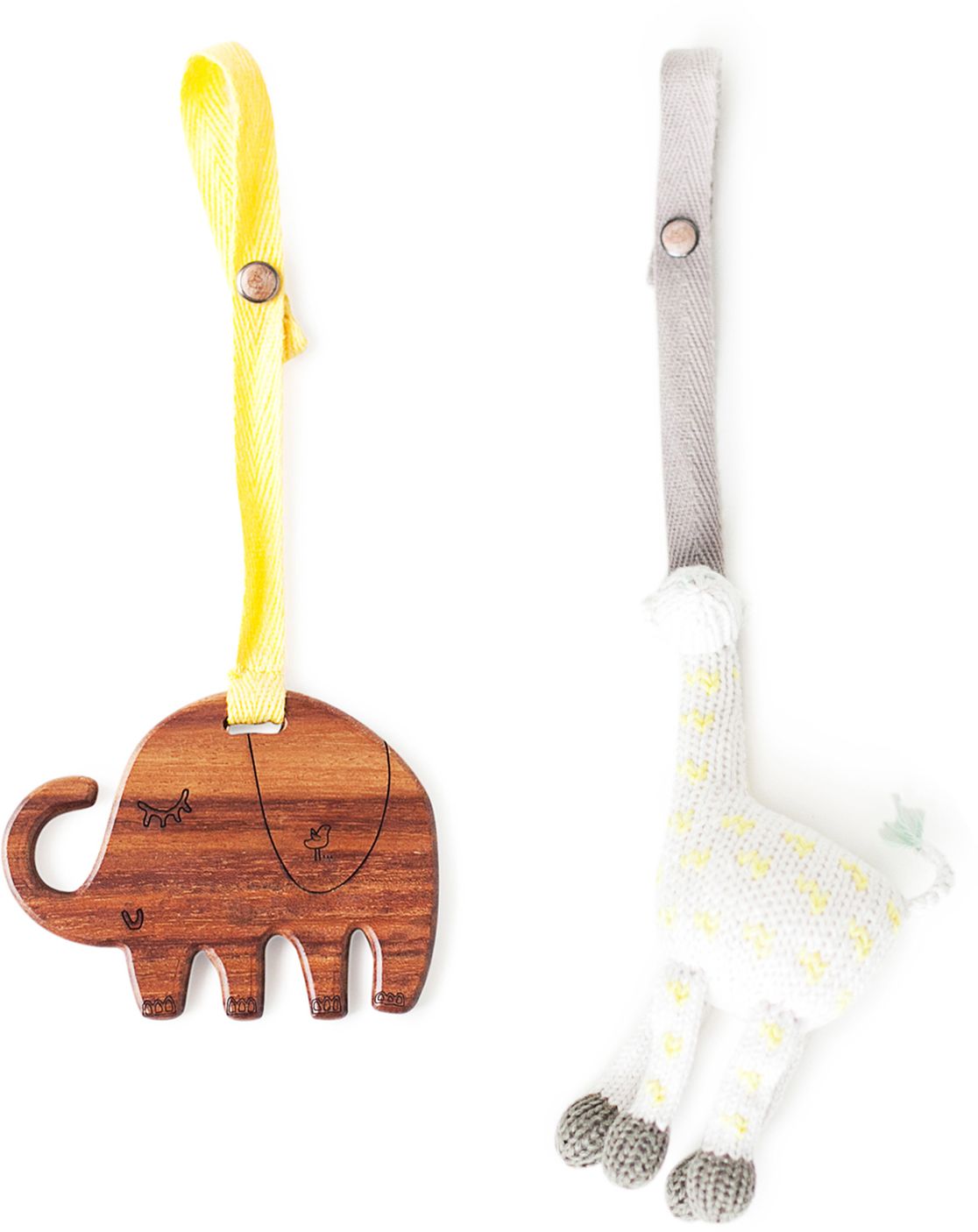 2 pc. Baby Organic Knit and Wood stroller and play toys