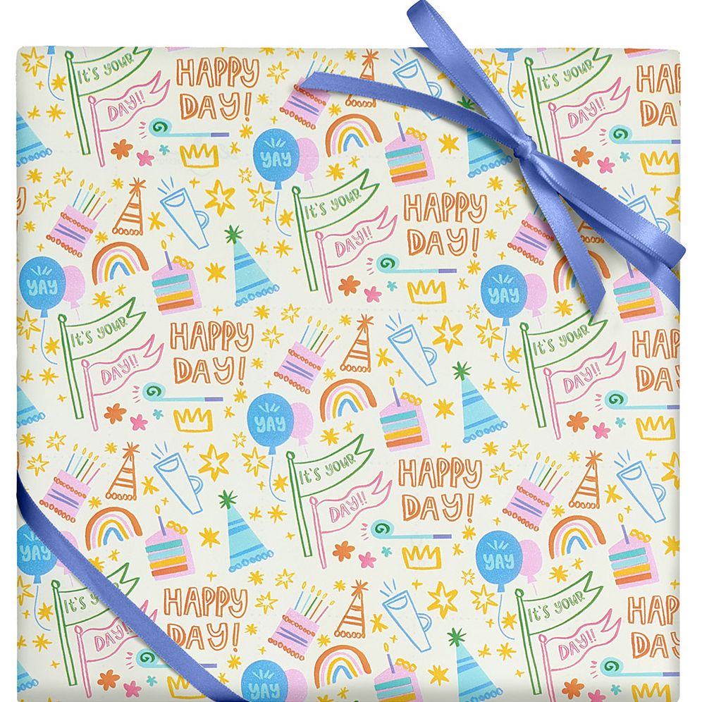 Happy Birthday Doodles Roll Wrap