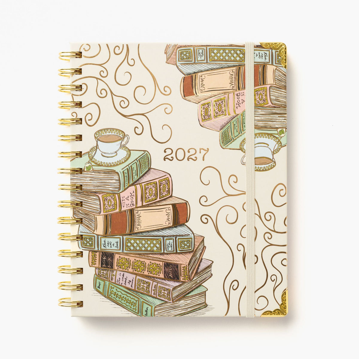 2027 Bookstack Tea Cup 12-Month Weekly Medium Spiral Planner