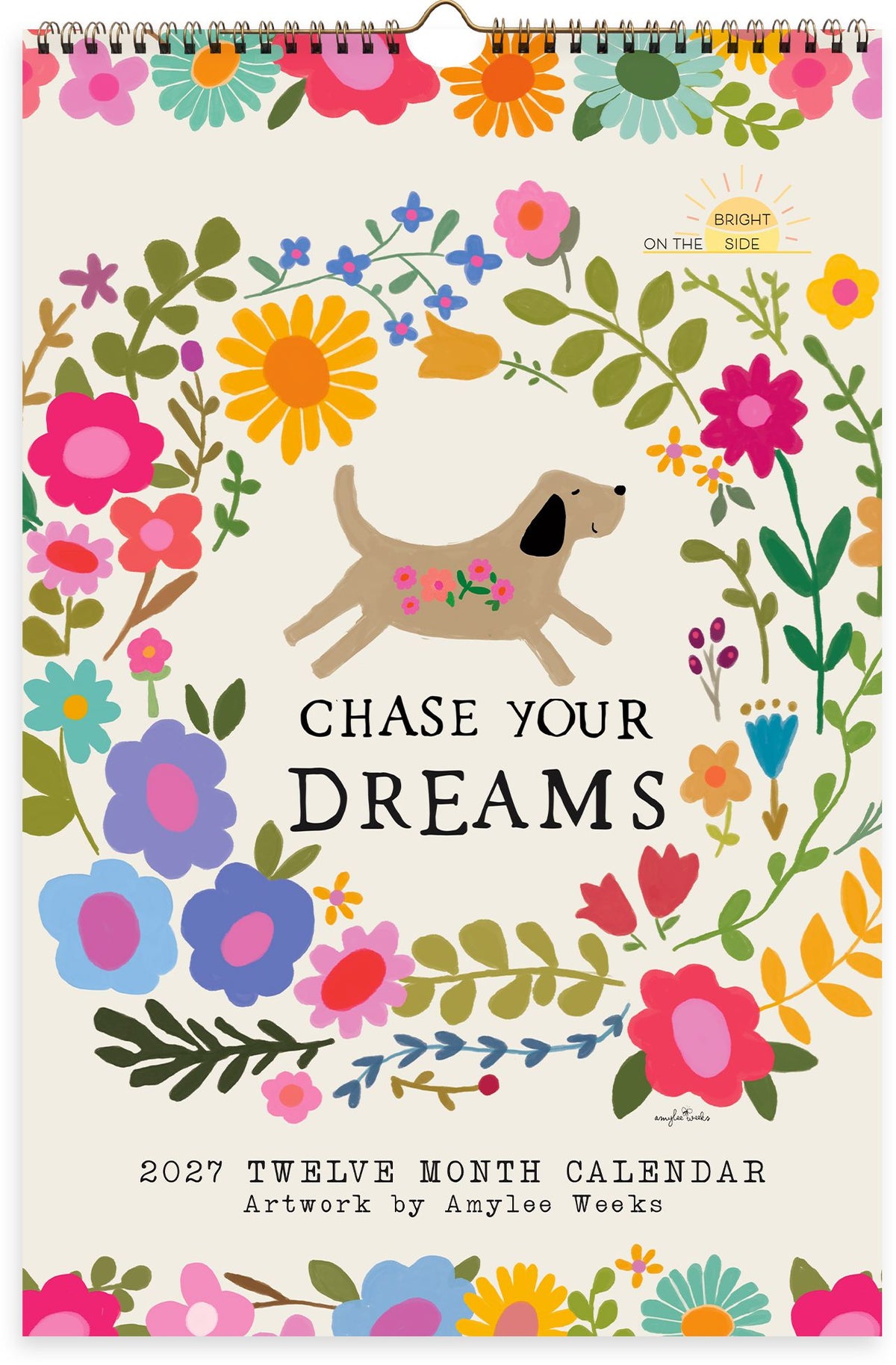 2027 On the Bright Side Chase Your Dreams Grid Wall Calendar