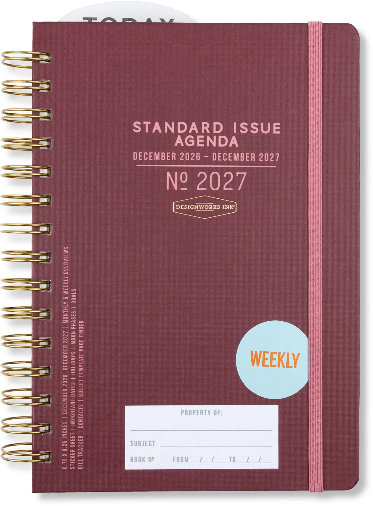 2027 Standard Issue Maroon Weekly Desk Planner
