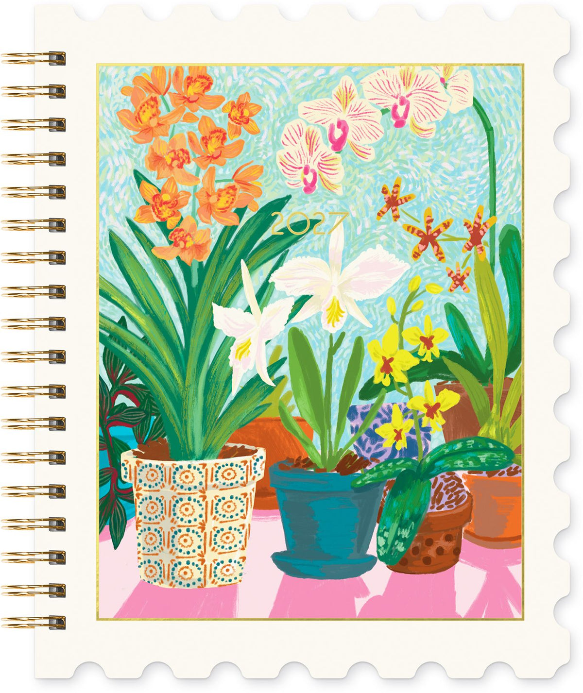 2027 Paper Source Orchid Stamps Die-Cut 12M Planner