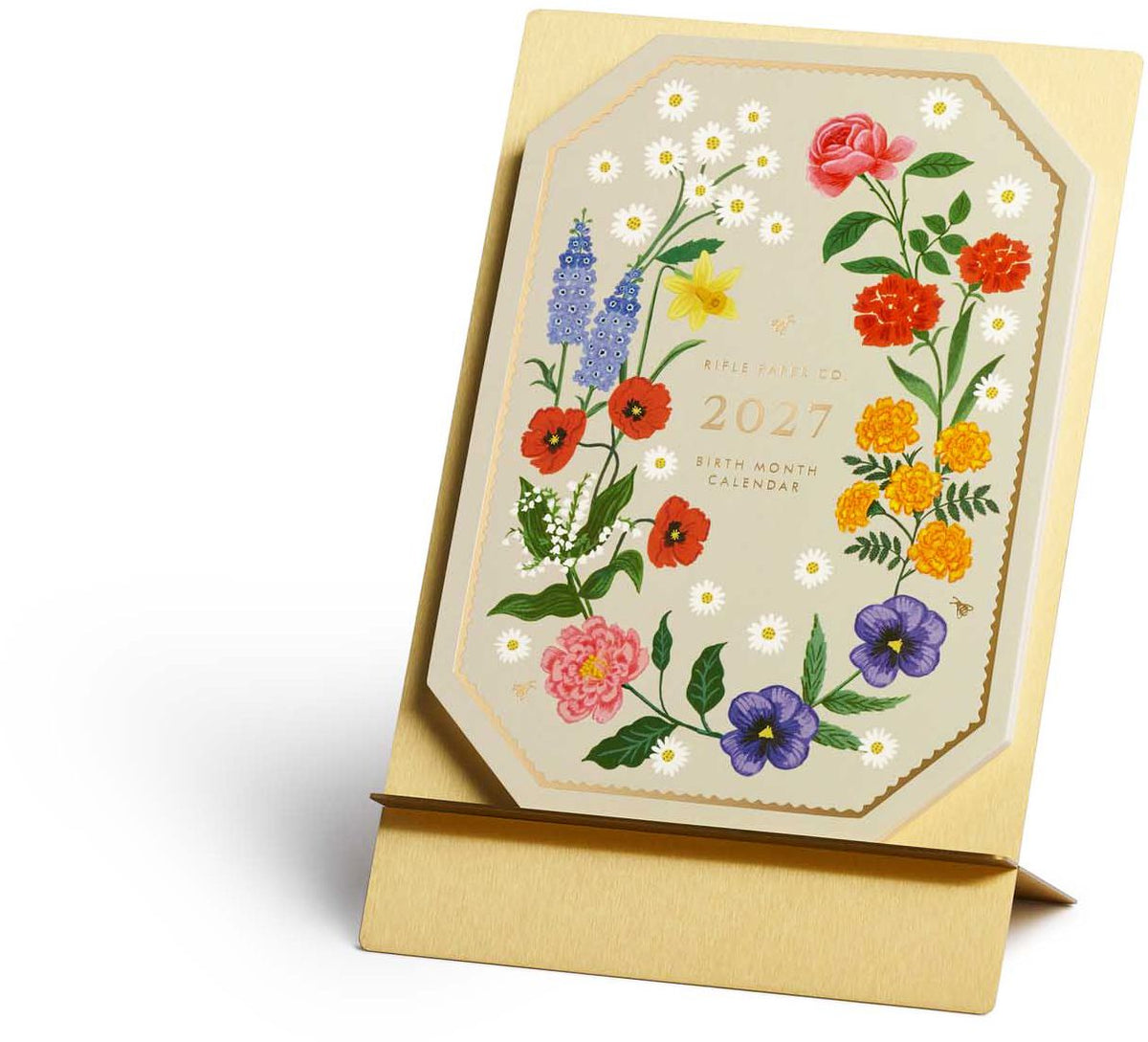2027 Birth Month Brass Easel Desk Calendar