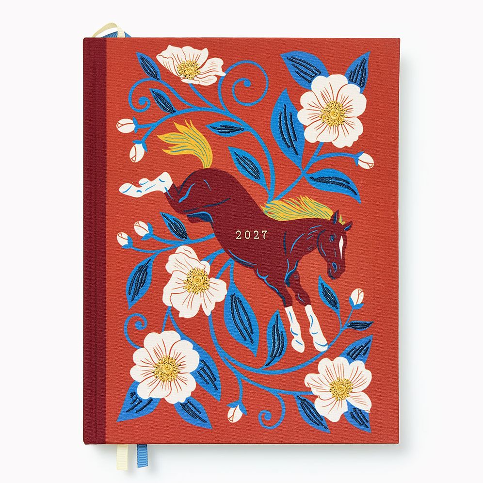 2026-2027 Paper Source Wild Roses Horse Weekly Desk Planner