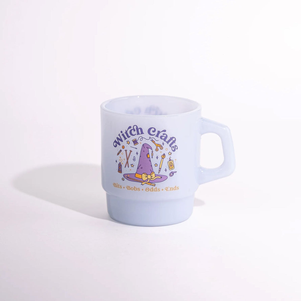Cheerware Witch Crafts 8oz Blue Milk Glass Mug