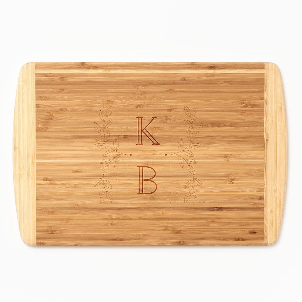 Leaves Monogram Two-Tone Cutting Board