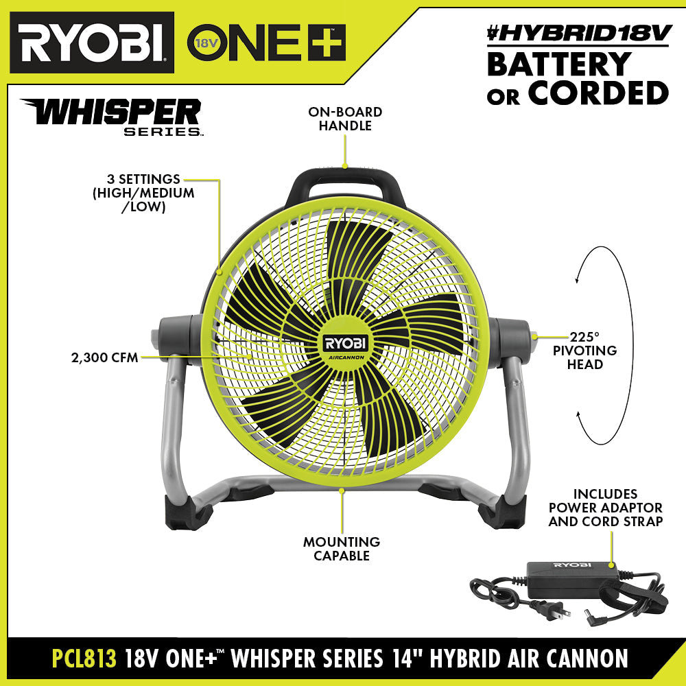 18V ONE+ HYBRID WHISPER SERIES 14" AIR CANNON FAN Image 2