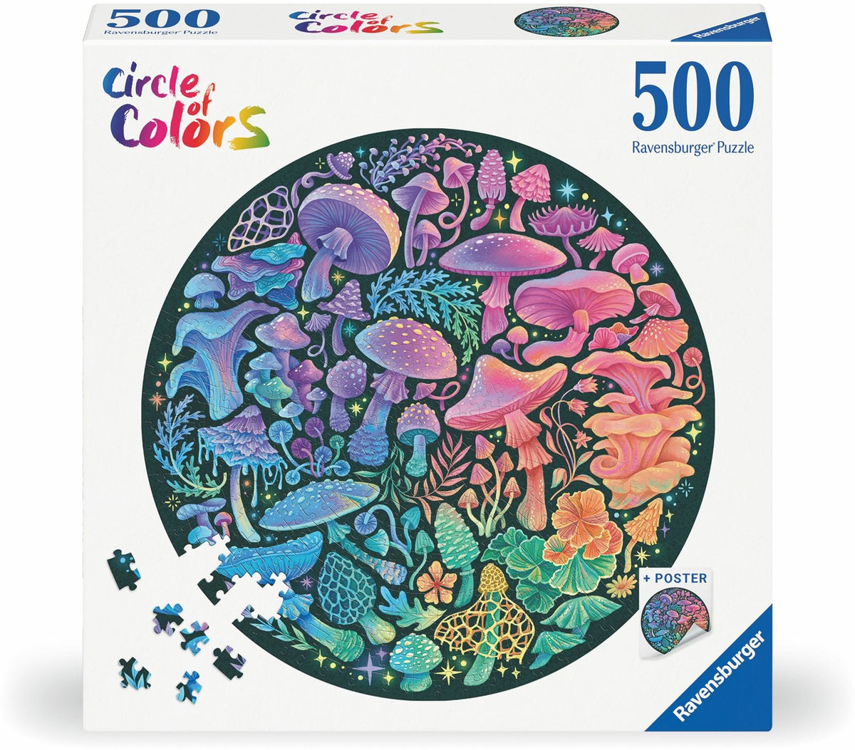 Mushrooms 500 Piece Round Puzzle