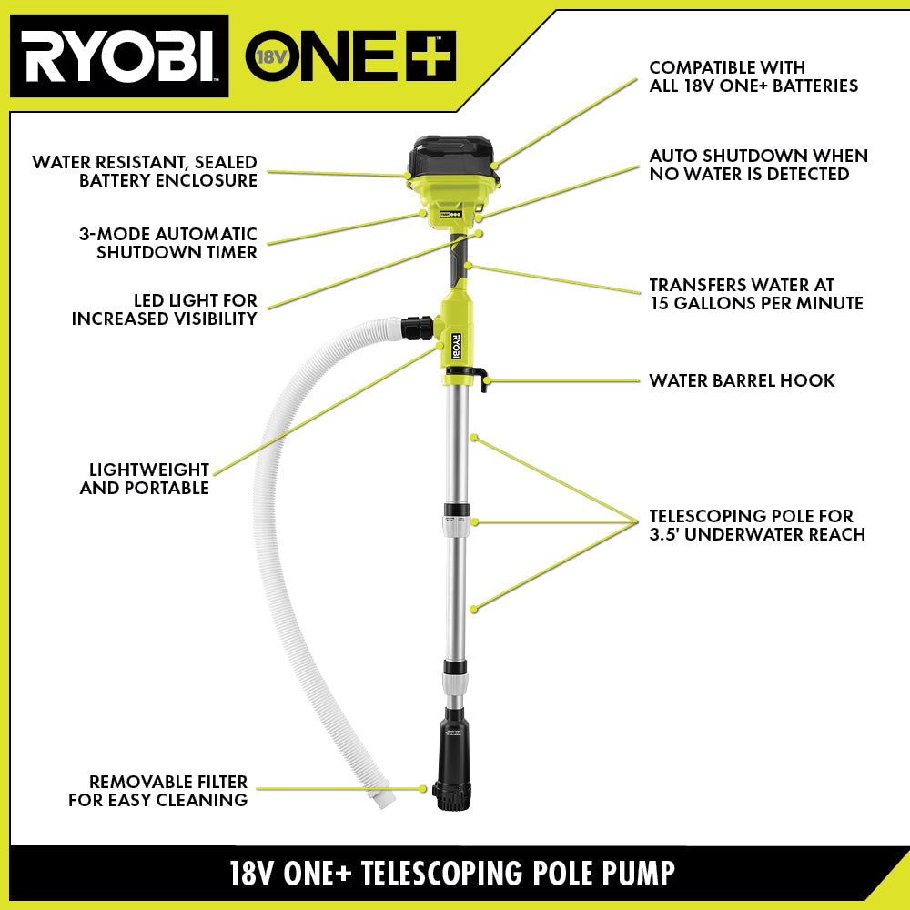 18V ONE+ 1/6 TELESCOPING POLE PUMP KIT Image 2