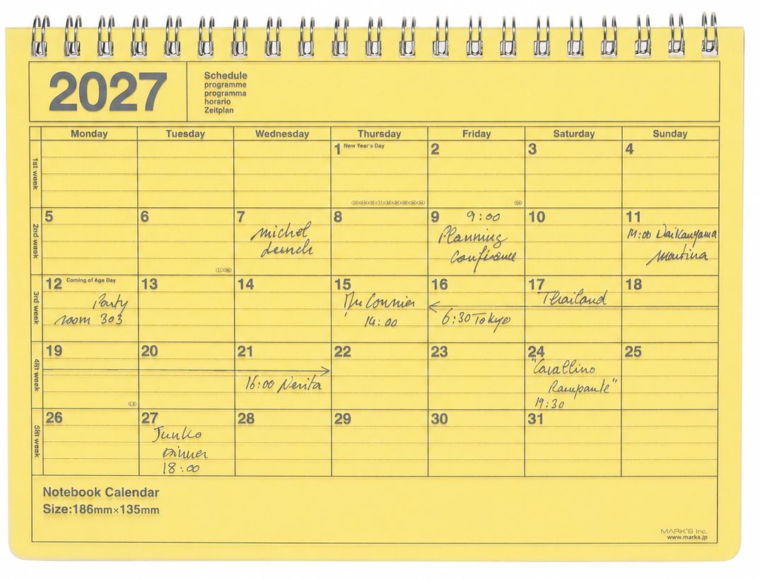 2027 Marks Yellow Jan Start S Weekly Desk Planner