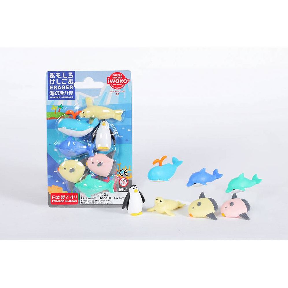 Iwako Marine Animal carded Eraser
