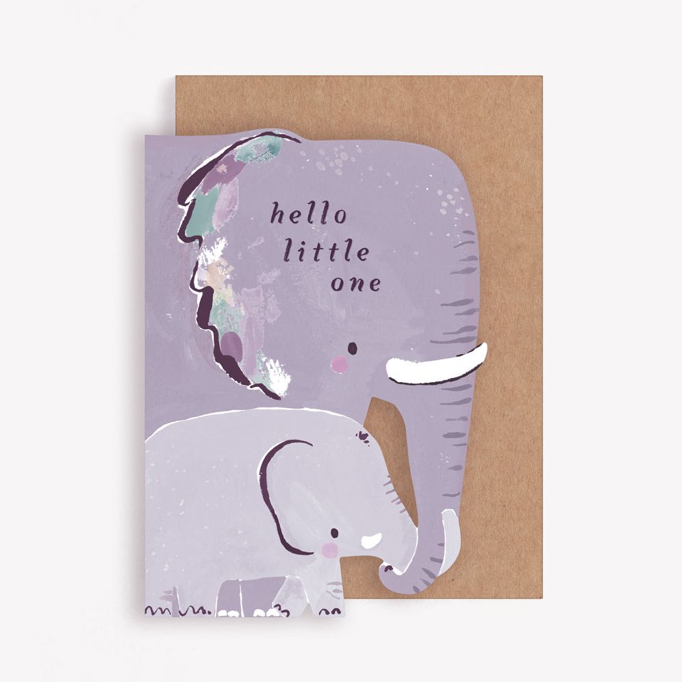 Hello Little One Elephant Baby Card