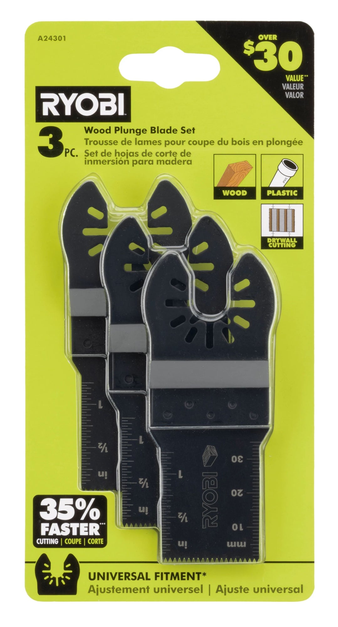 3 PC. Wood Plunge Blade Set Image 3