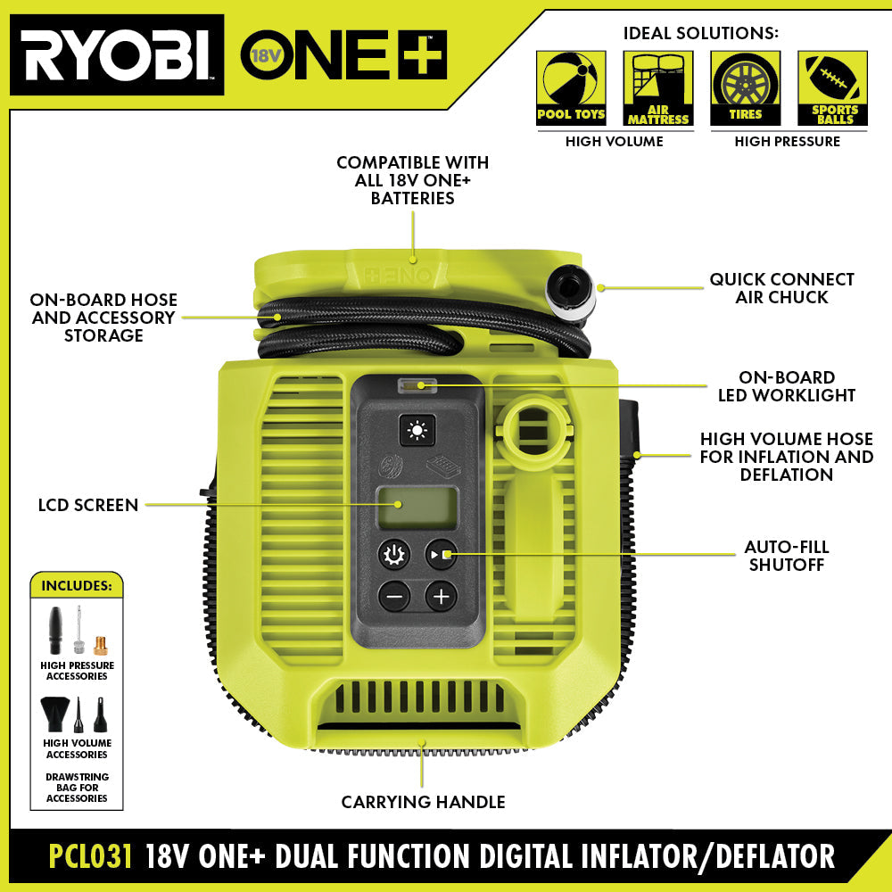18V ONE+ DUAL FUNCTION DIGITAL INFLATOR/DEFLATOR Image 3