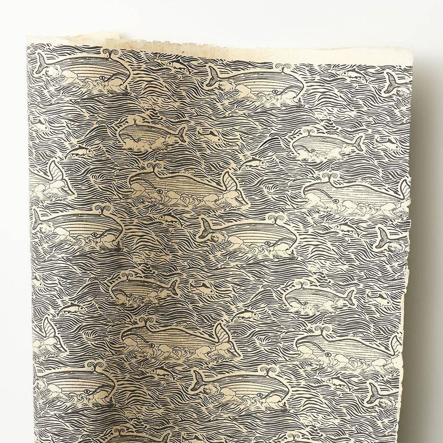 Whales & Waves on Cream Handmade Paper