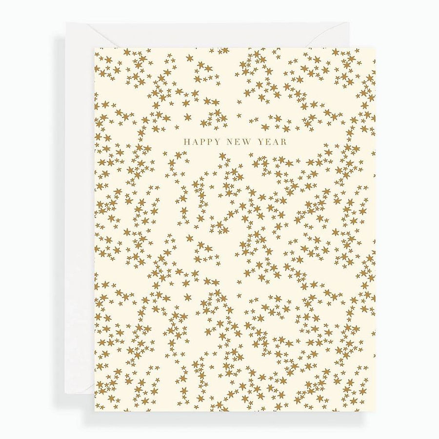 Gold Foil Stars New Year Card Set