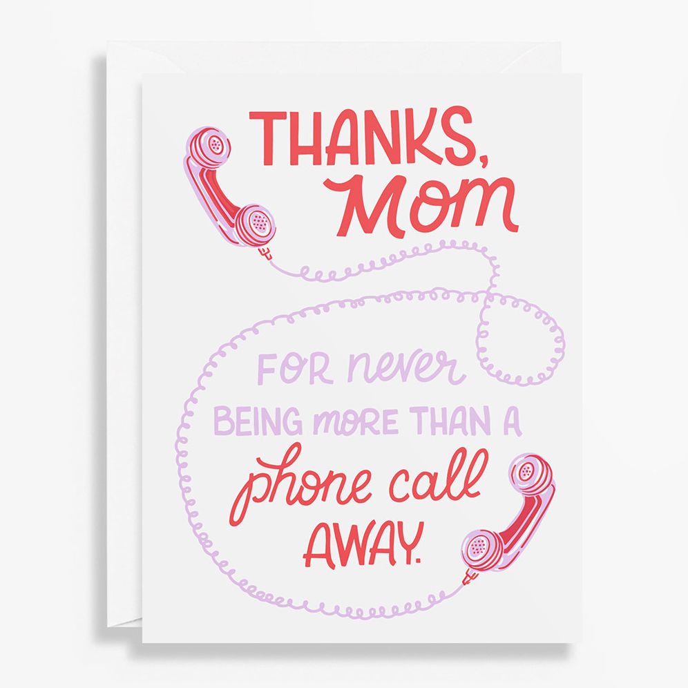 Phone Call Away Mother's Day Letterpress Card