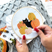 Cat Pumpkin Patch Embroidery Kit