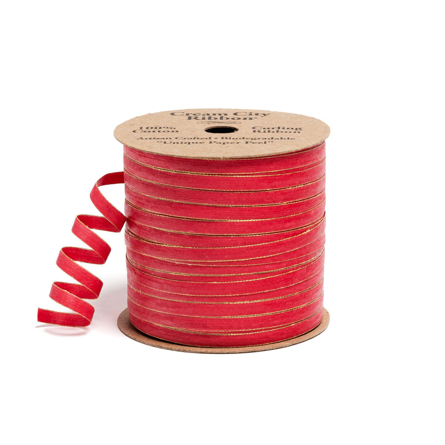 Skinny Red & Gold Cotton Ribbon