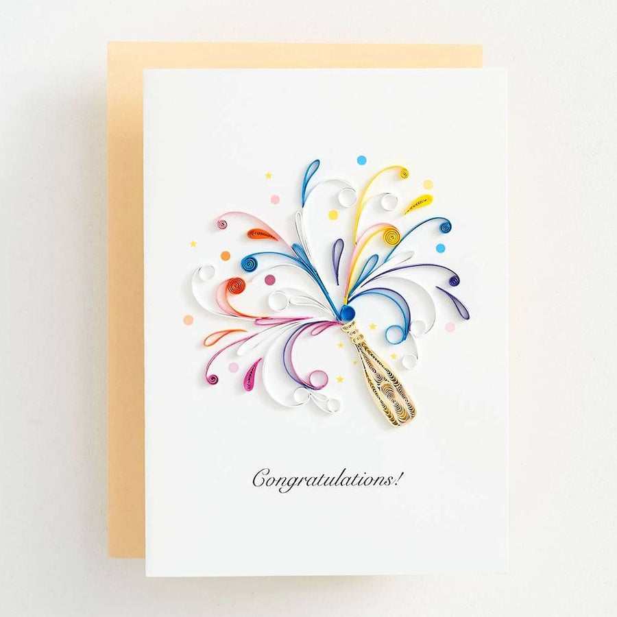 Quilling Champagne Bottle Congratulations Card