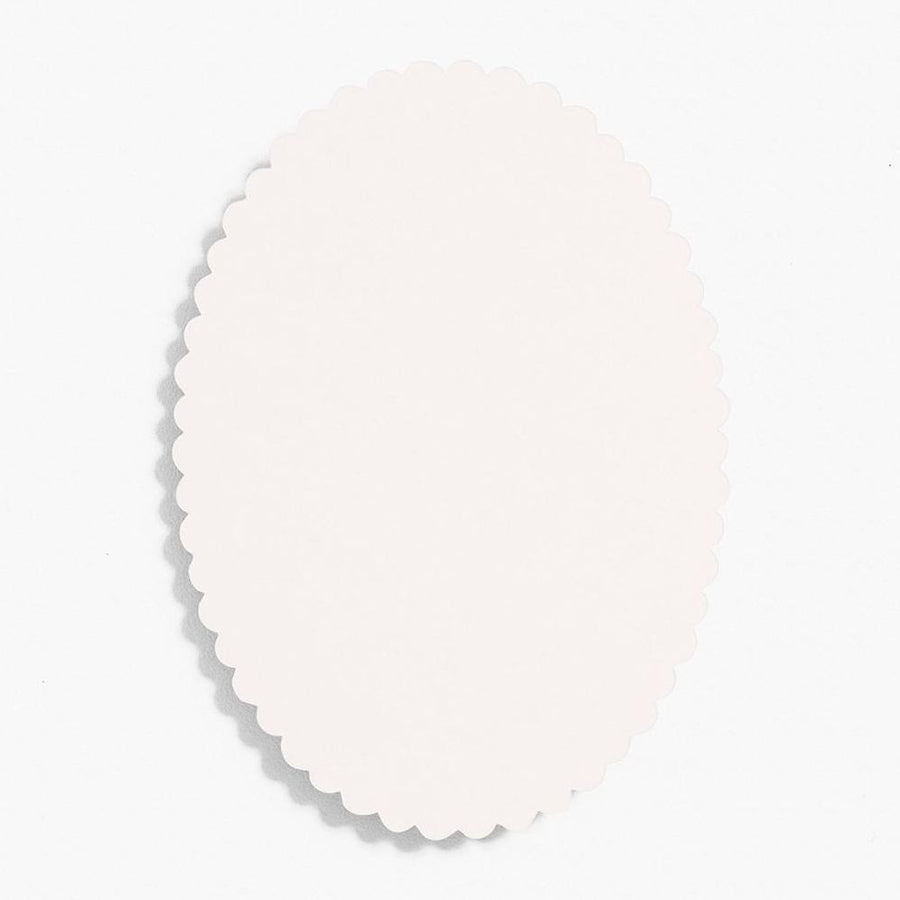 Scallop 4 Bar Superfine White Oval Cards