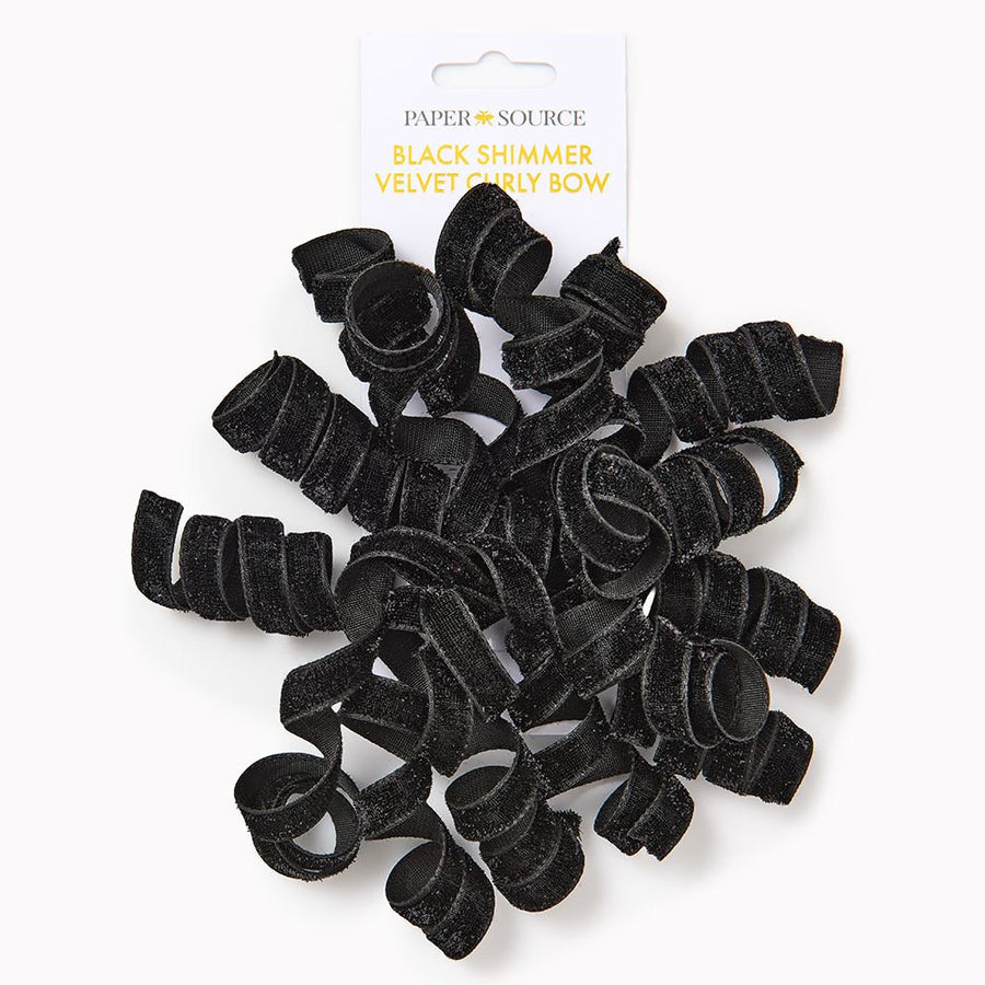 Black Shimmer Velvet Curly Bow