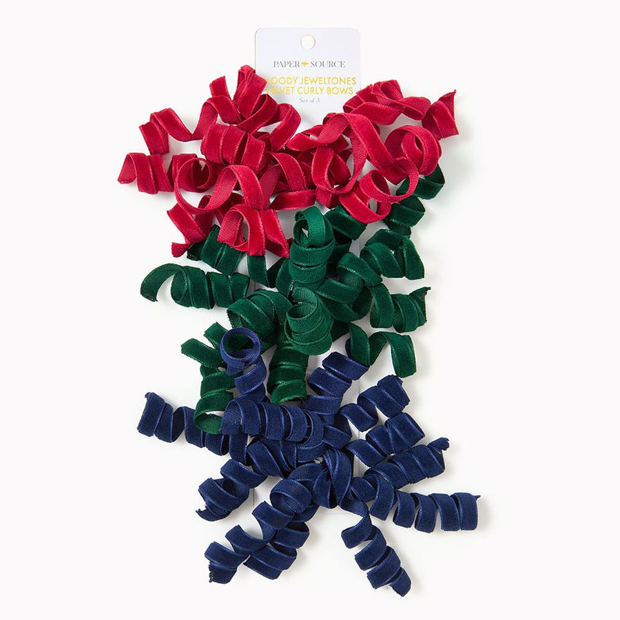 Moody Jeweltones Velvet Curly Bows S/3