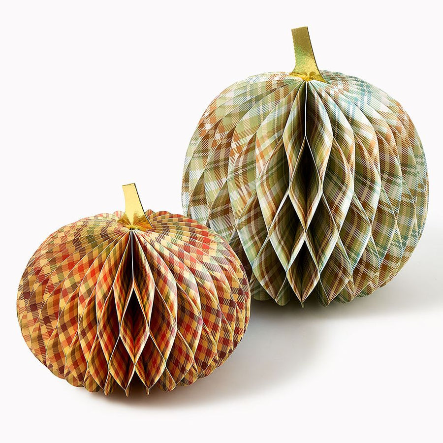 Patterned Honeycomb Pumpkins Set of 2