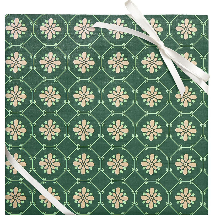 Floral Grid Textured Roll Wrap