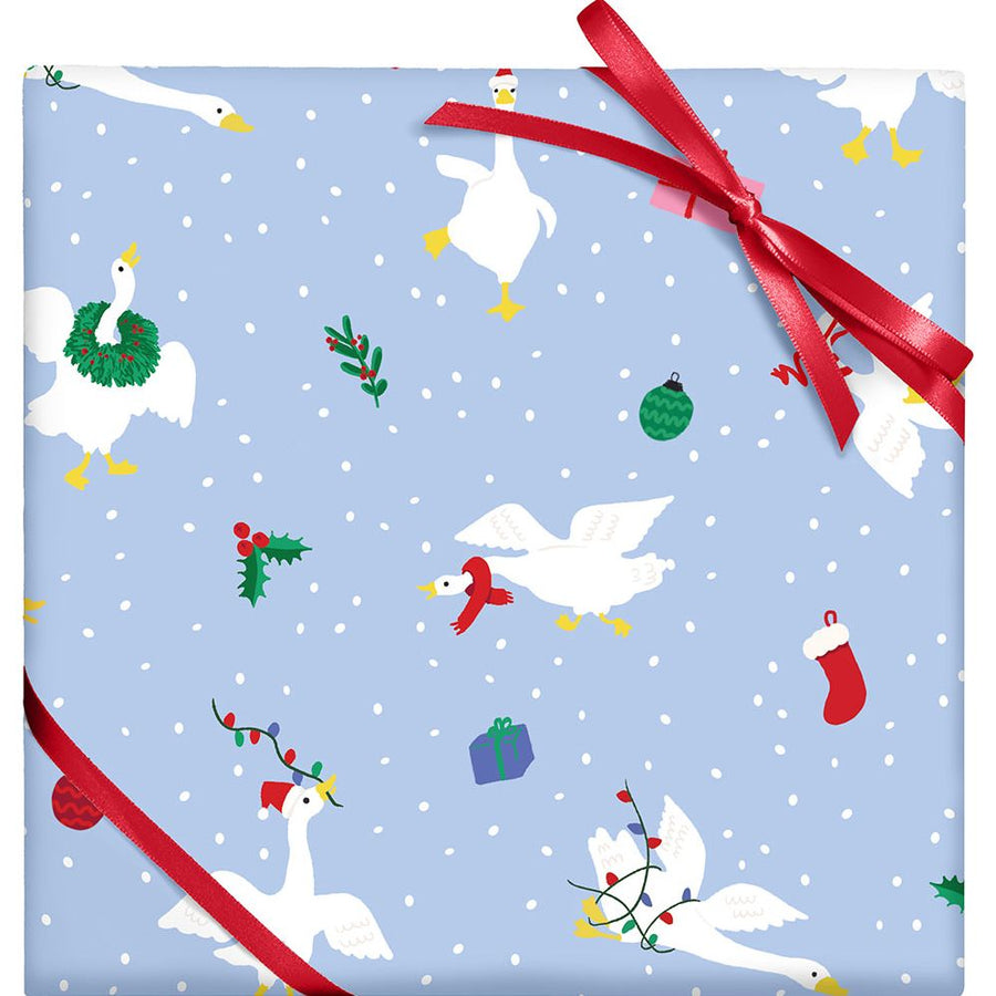 Festive Silly Geese Stone Wrapping Paper