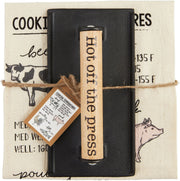 Hot off the Press Cast Iron Grill Press and Towel Set