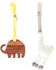 2 pc. Baby Organic Knit and Wood stroller and play toys