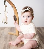 2 pc. Baby Organic Knit and Wood stroller and play toys