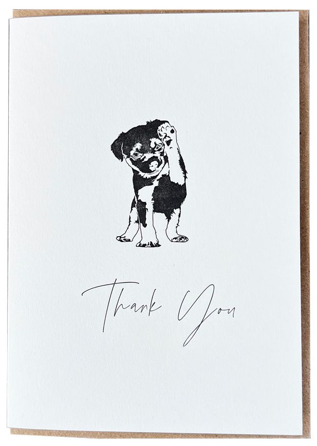 Black and White Puppy Thank You Card