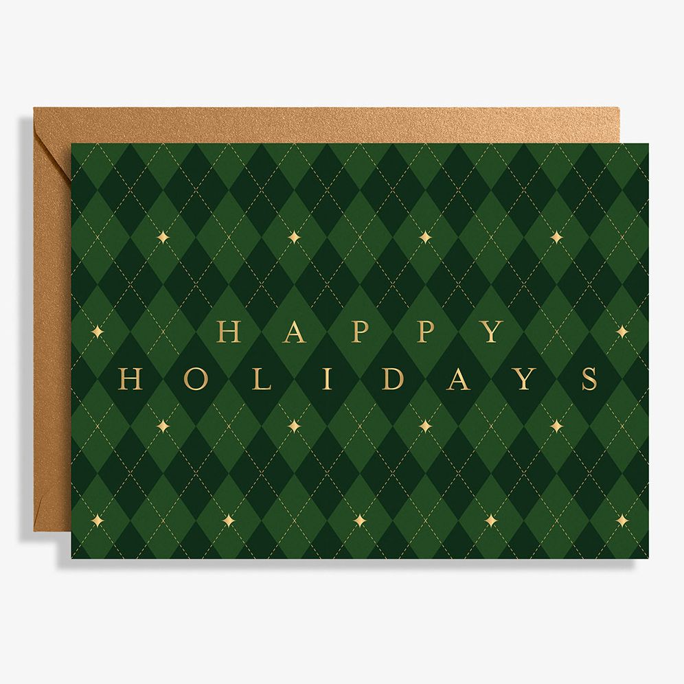 Holiday Green Argyle Boxed Set of 10