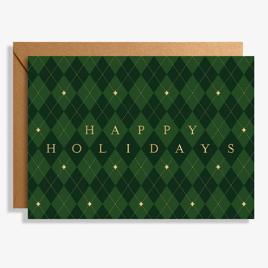 Holiday Green Argyle Boxed Set of 10