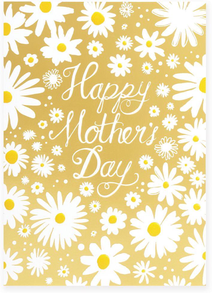 Mother's Day Greeting Card Daisies on Gold