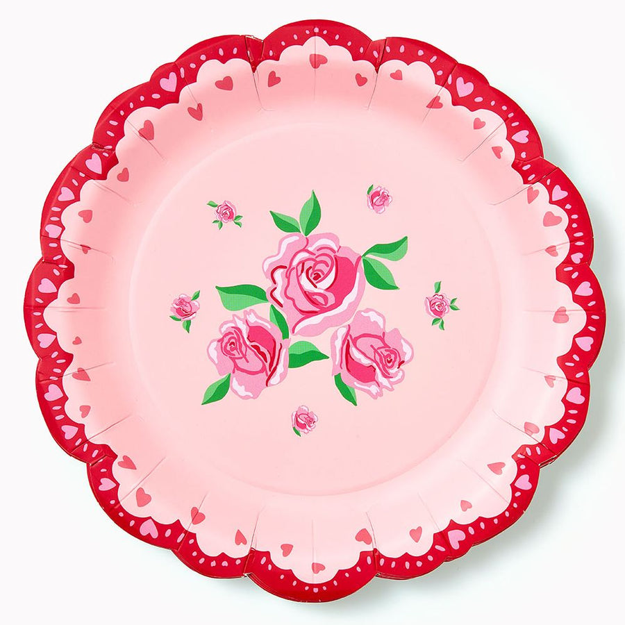 Floral Hearts Large Plate Set of 10