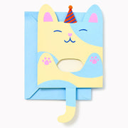 Folding Cat With Party Hat Embellished Birthday Card
