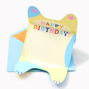 Folding Cat With Party Hat Embellished Birthday Card