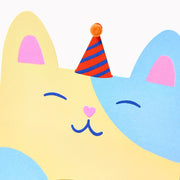 Folding Cat With Party Hat Embellished Birthday Card