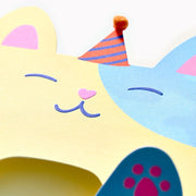 Folding Cat With Party Hat Embellished Birthday Card