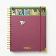 2026-2027 Sneaky Cat Bookshelf 17-Month Large Spiral Planner