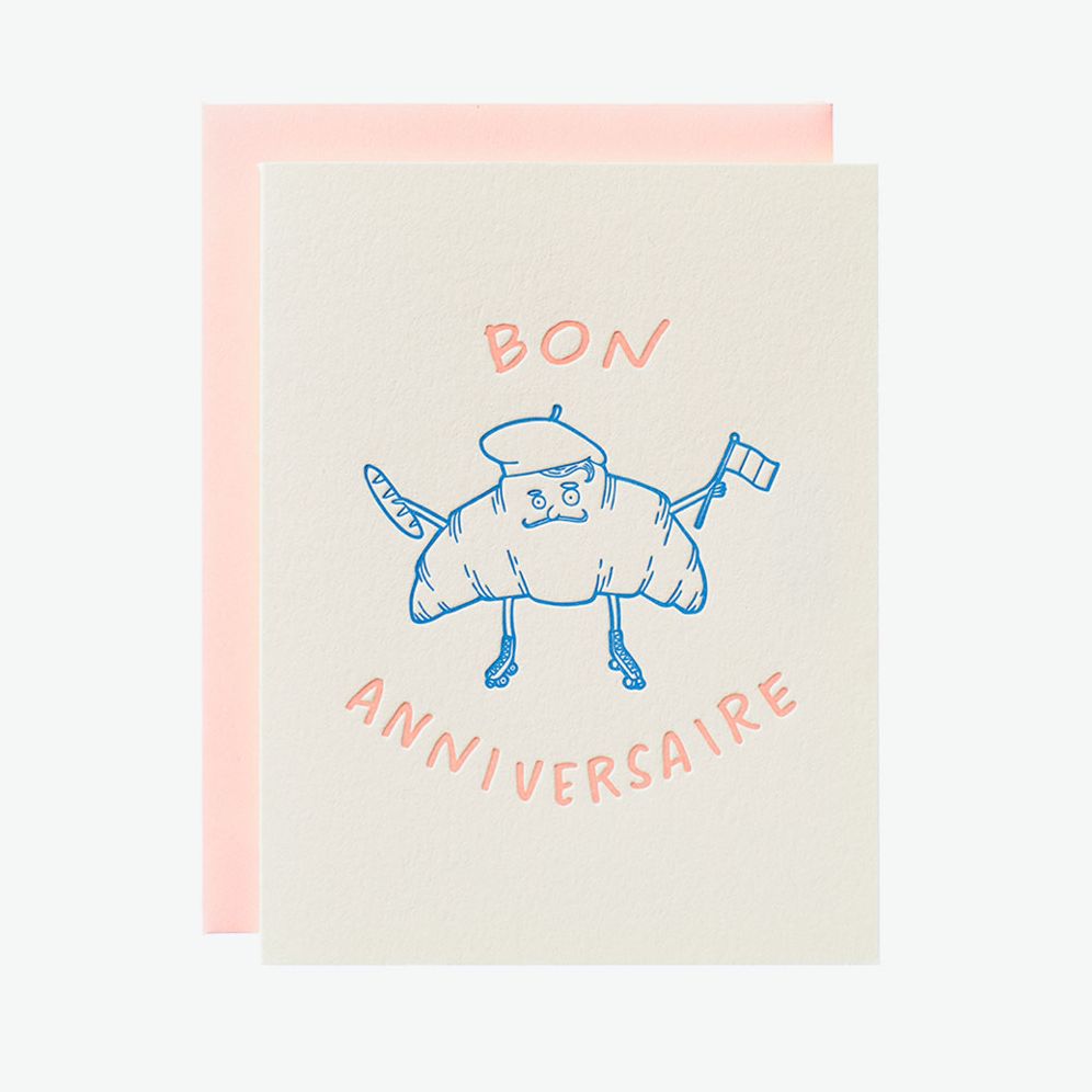 Bon Anniversaire Croissant Birthday Card