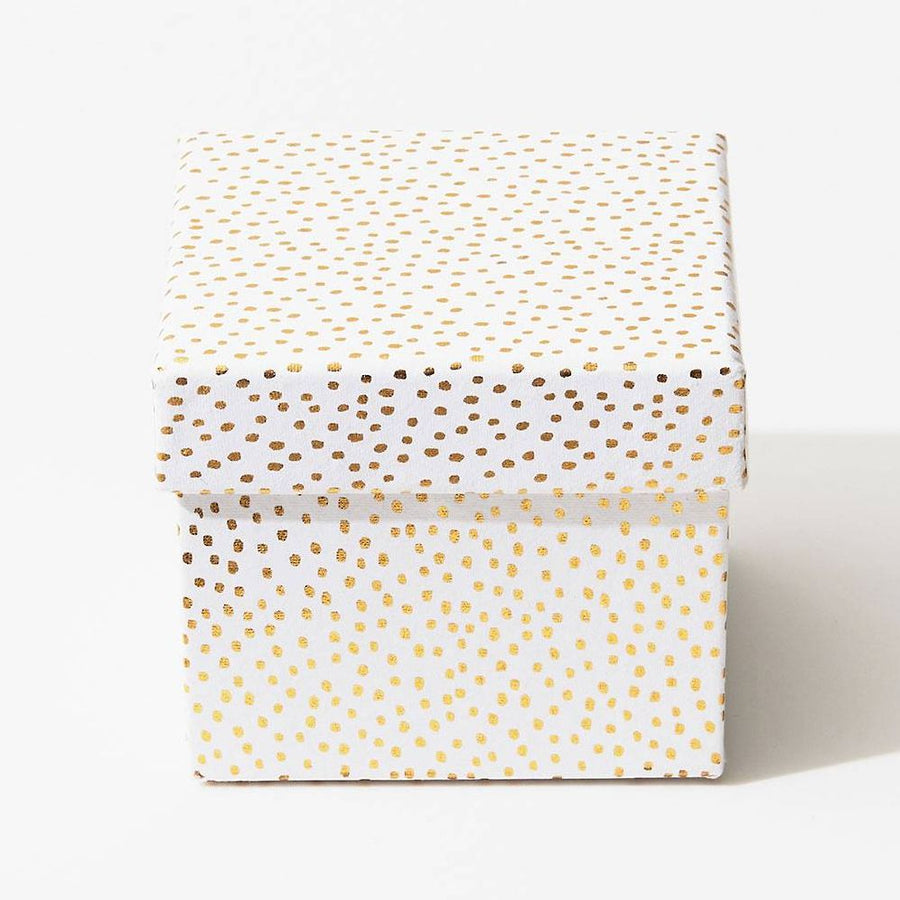 Gold Flurry Dots On White Medium Gift Box