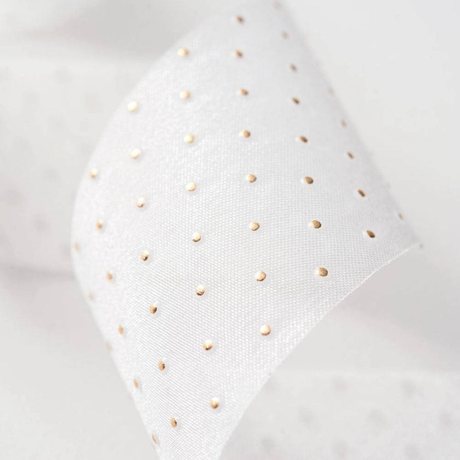 Crystal Sheer with Gold Dots 1.5" 10yds