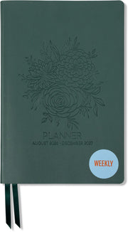 2026-2027 Monotone Bouquet Leatherette Weekly Desk Planner