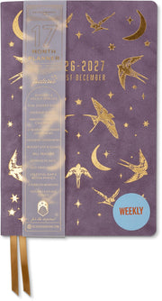 2026-2027 Celestial Birds Leatherette Weekly Desk Planner